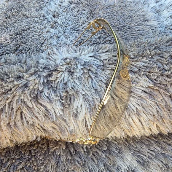 Authentic Chanel Gold Sunglasses crystal CC - Picture 7 of 14